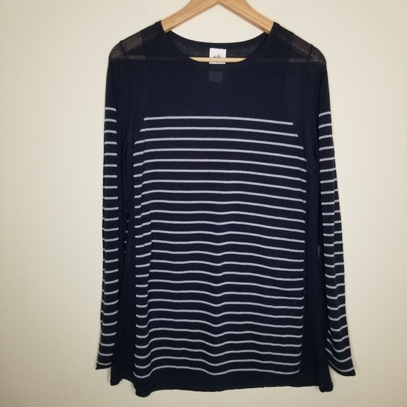 CABI Regiment Navy Striped Long Sleeve Lightweight Sweater - Picture 3 of 12